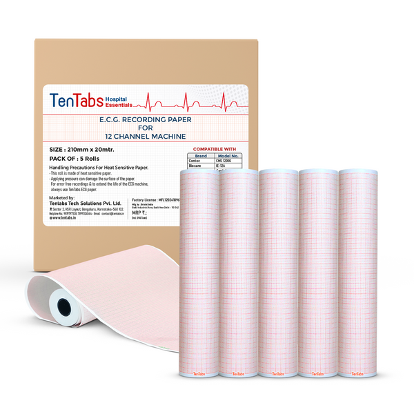 TenTabs ECG Paper Roll 12 Channel (Pack of 10)