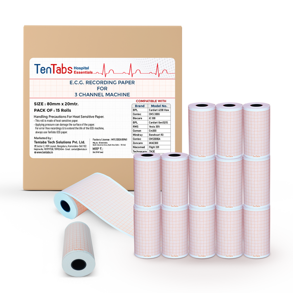 TenTabs  ECG Paper Roll 3 Channel (Pack of 15)
