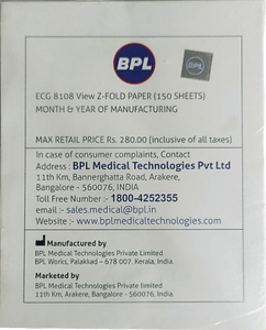 BPL ECG Paper Z Fold Cardiart 8108 View (Pack of 3)