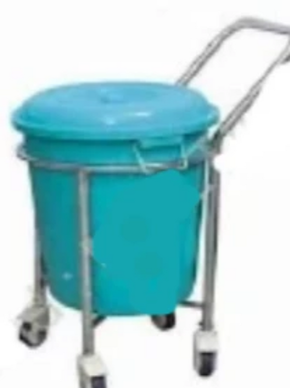 Soiled Linen Trolley - M.S With Plastic Bucket