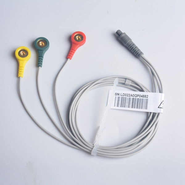 ECG Monitor Cable (Imported)  - 3 lead pinch clip / snap - compatible with Philips / GE/ L&T / Datex  Ohmeda s5 / Siemens / Hellige