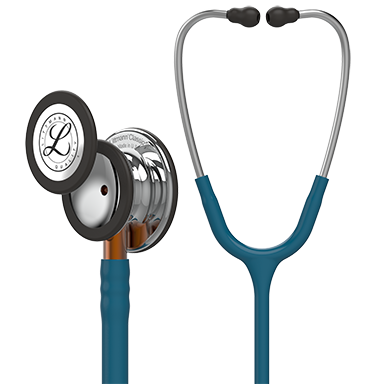 Littmann Classic III Monitoring Stethoscope, Mirror Chestpiece, Caribbean Blue Tube, Orange Stem and Stainless Headset, 27 inch, 5874