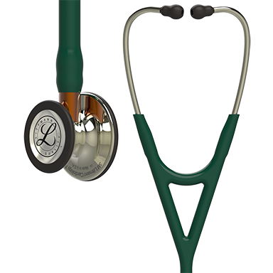 Littmann Cardiology IV Diagnostic Stethoscope, Hunter Green Tube, Orange Stem and Champagne Headset, 27 inch, 6206