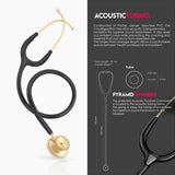 MDF Acoustica Lightweight Dual Head Stethoscope- Black and Gold (MDF747XPK11)