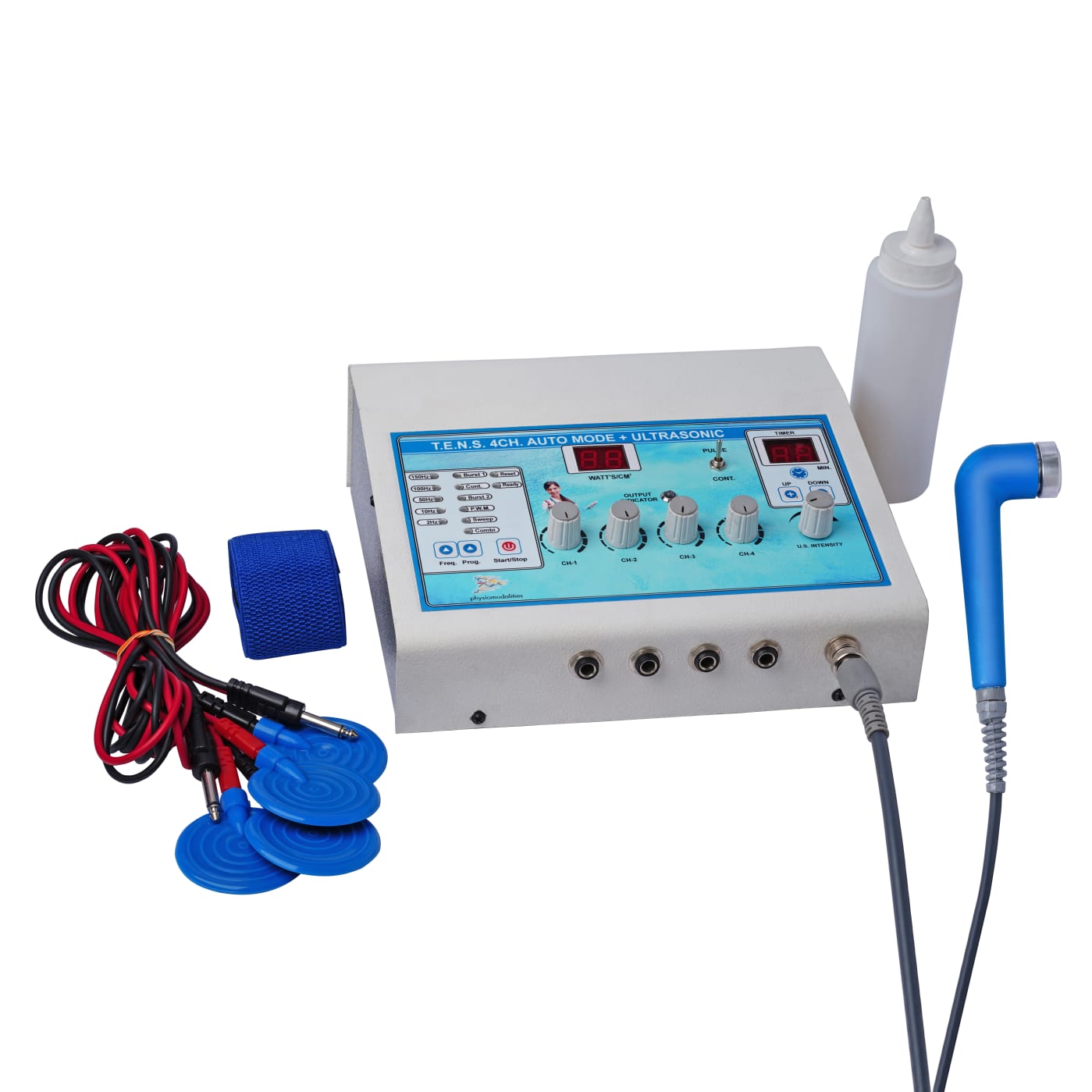 4 Channel Tens with Ultrasonic Physiotherapy Machine